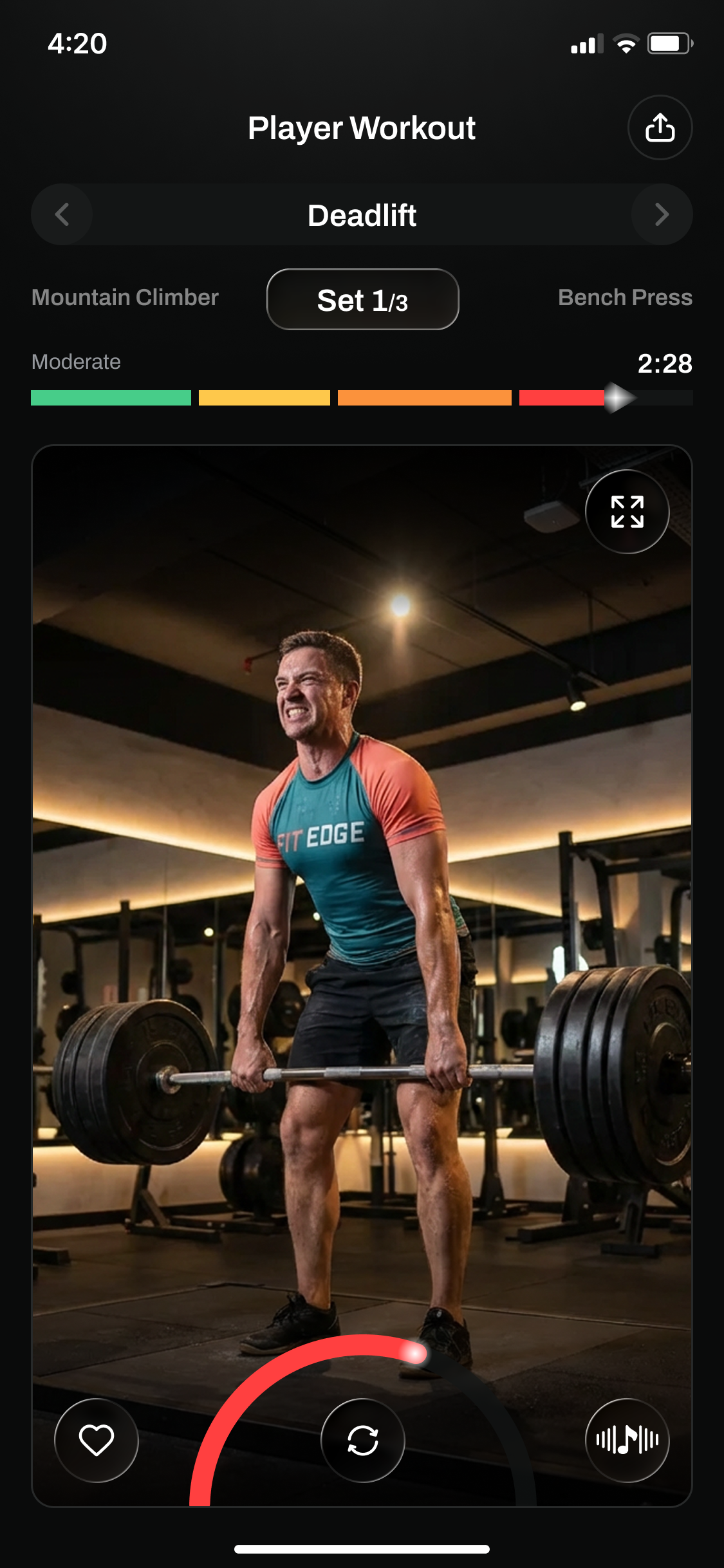 FitEdge Fat Burn HIIT Workout Screen